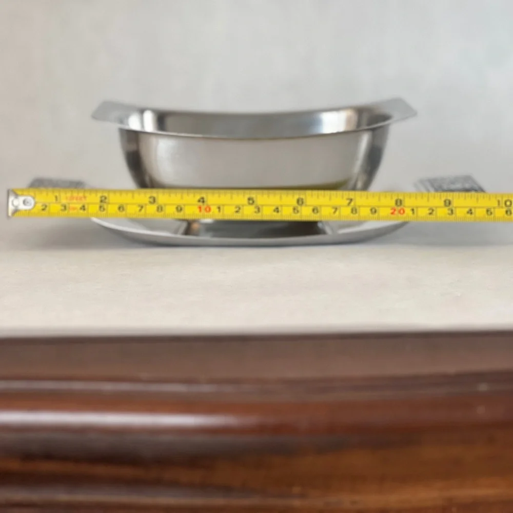 Vintage Stanley Roberts ‘Burgundy’ Velvet Stainless Gravy Boat w/ Attached Tray - Picture 10 of 10